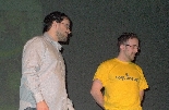 Gegants Bojos de 2011 Pere Cuadrench, amb samarreta groga, és l'autor del cartell de Carnaval d'enguany